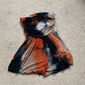 Tie-Dye Romper, strapless with pockets